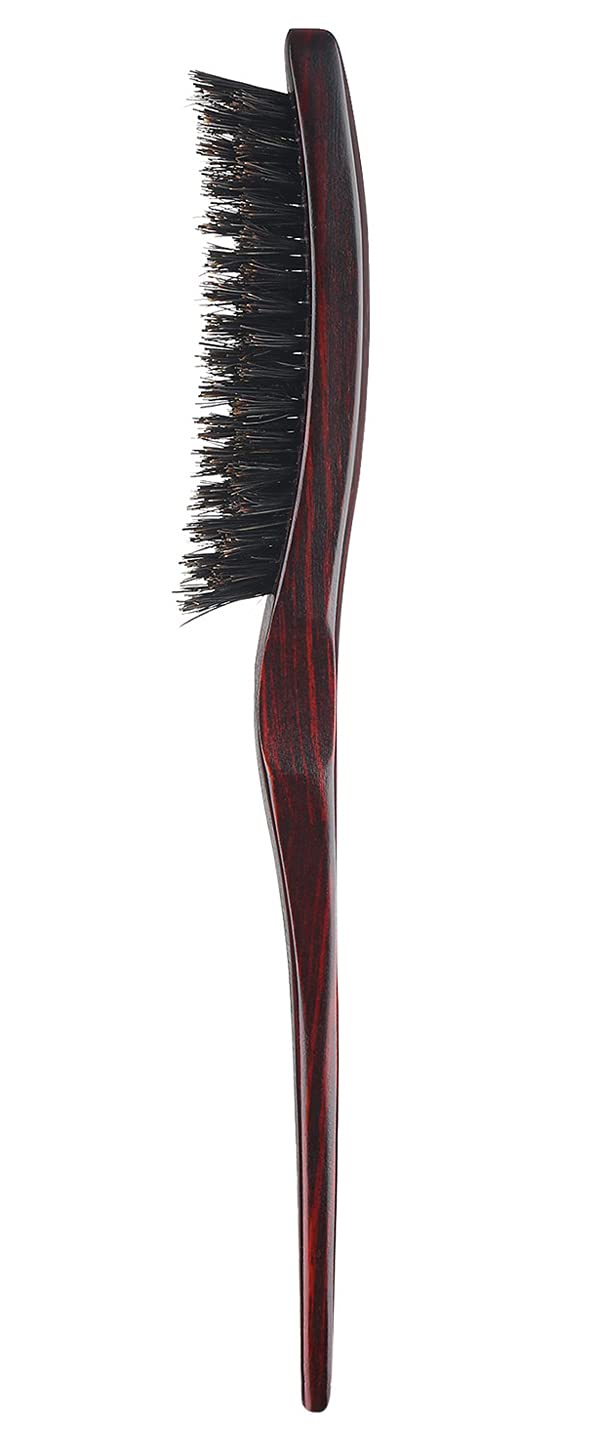 PERFEHAIR teasing brush wooden handle close-up shows boar bristles for volume boost.