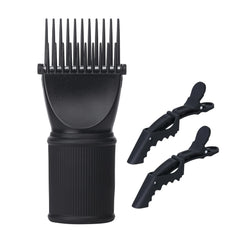 PERFEHAIR universal blow dryer comb attachment grips 1.5–2 inch nozzles for secure styling.