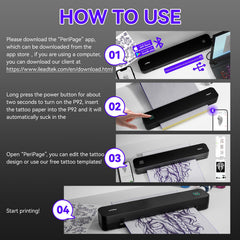 PeriPage P92 app template library image showcases built-in designs for quick tattoo drafts.
