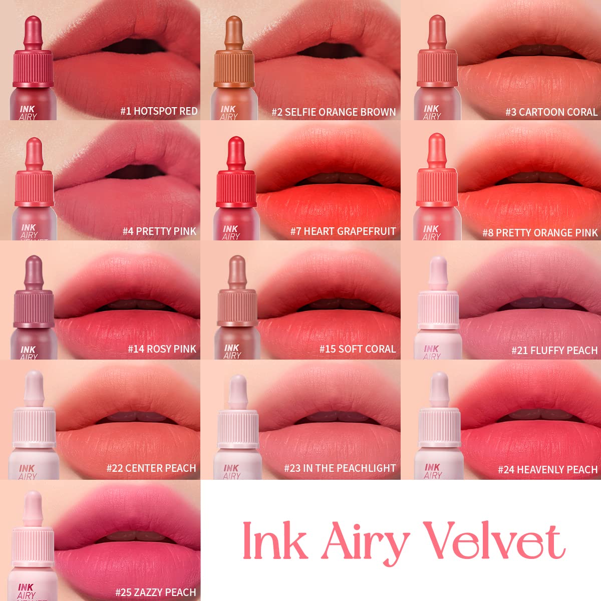 Peripera Ink Airy Velvet Lip Tint Berry Good Pink demonstrates a soft gradient look