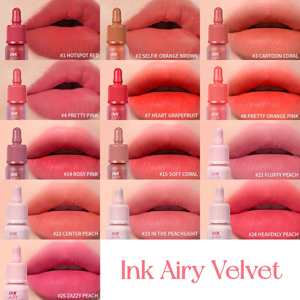 Peripera Ink Airy Velvet Lip Tint Berry Good Pink demonstrates a soft gradient look