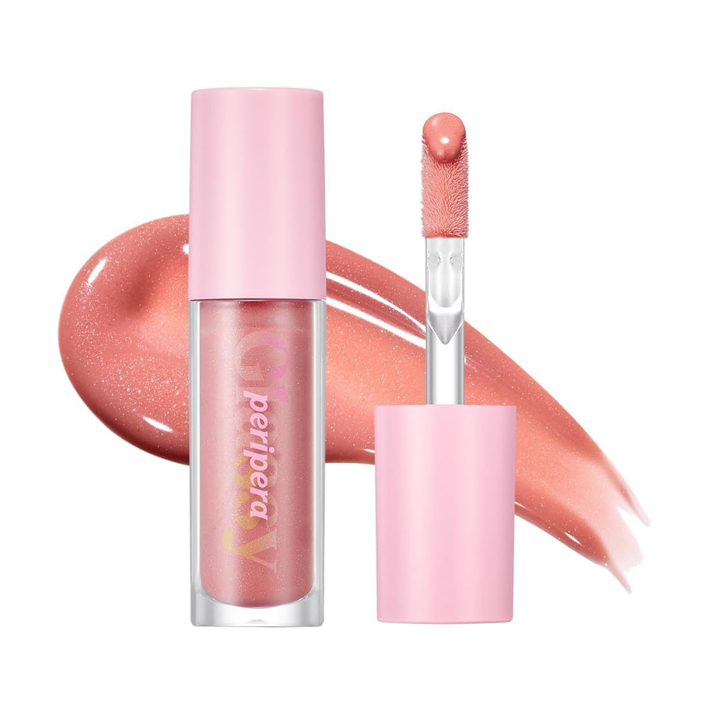 Peripera Ink Glasting Lip Gloss 007 So What close-up showing glassy shine and hydrated lips