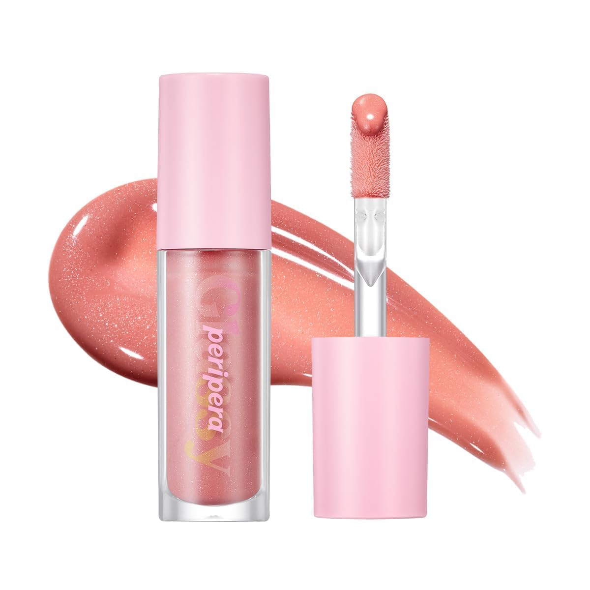 Peripera Ink Glasting Lip Gloss 007 So What close-up showing glassy shine and hydrated lips