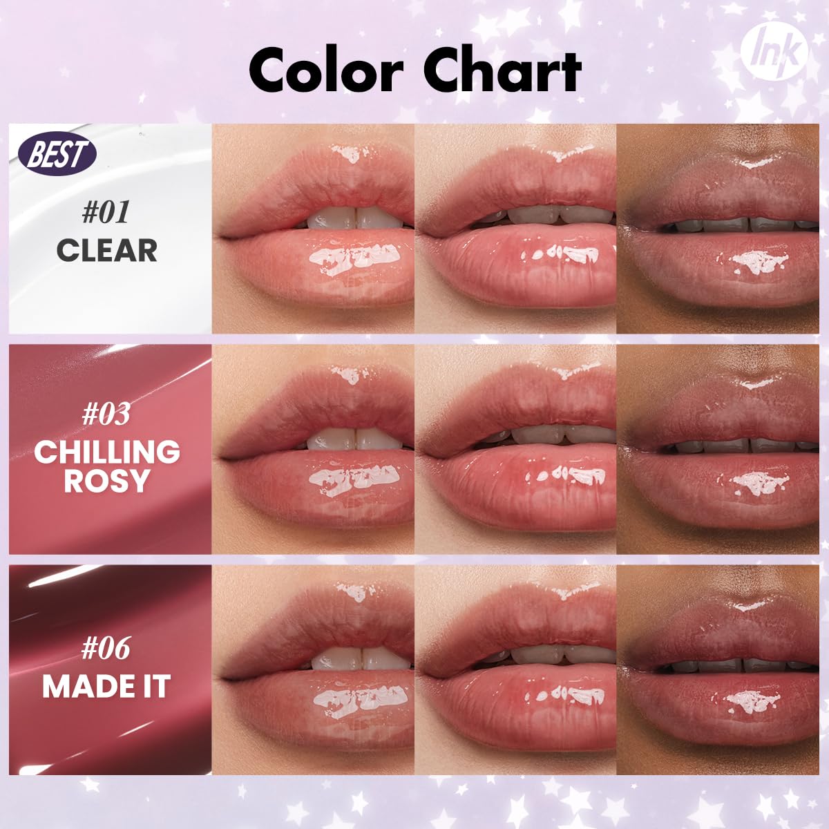 Peripera Ink Glasting mini shade 01 swatch with pink, everyday glow.