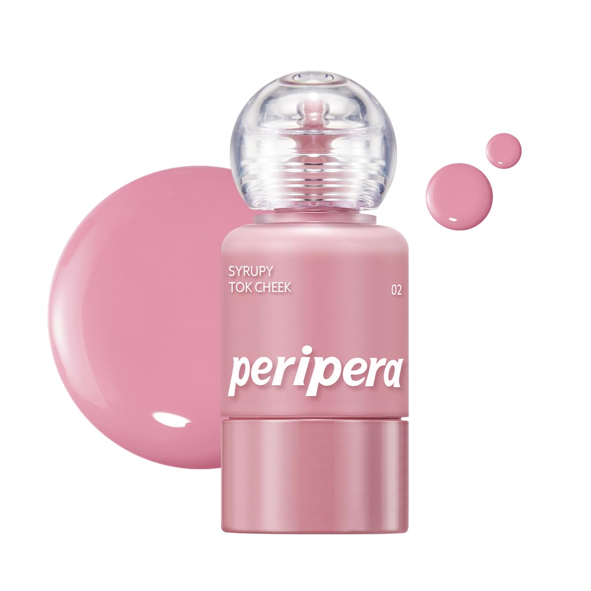 Peripera Syrupy Tok Cheek bottle glows with dewy natural flush.