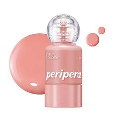 Peripera Syrupy Tok Cheek bottle close-up showing dewy glow for natural flush.