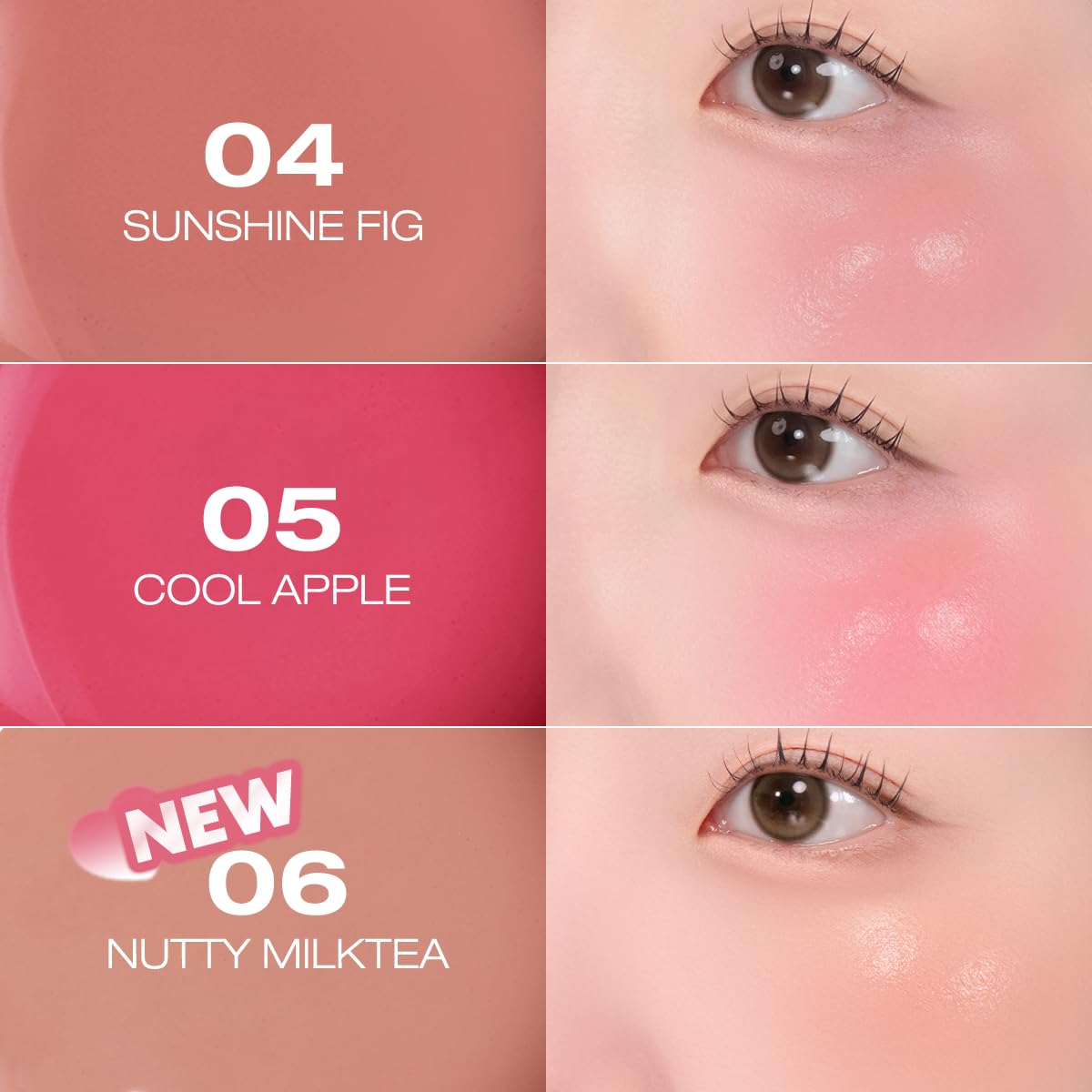Peripera Syrupy Tok Cheek brush tip blending for soft flush.