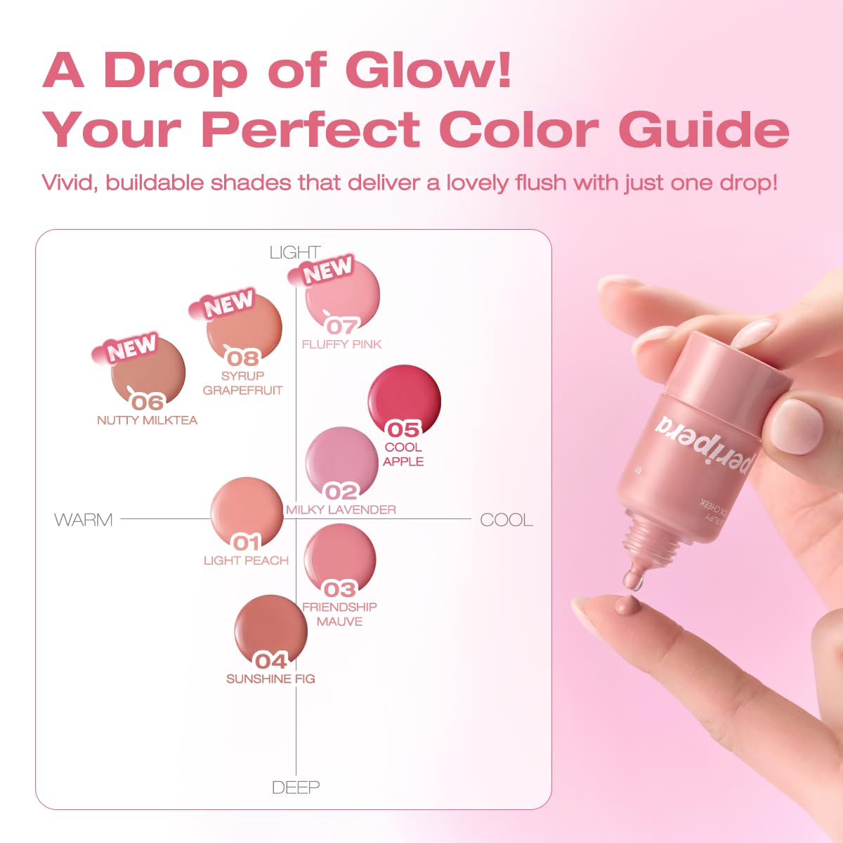 Peripera Syrupy Tok Cheek dispense-mechanism enables precise, mess-free application.
