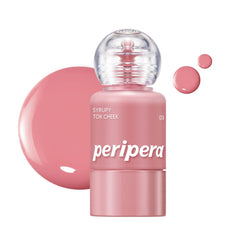 Peripera Syrupy Tok Cheek glow drop demonstrates dewy finish for fresh cheeks