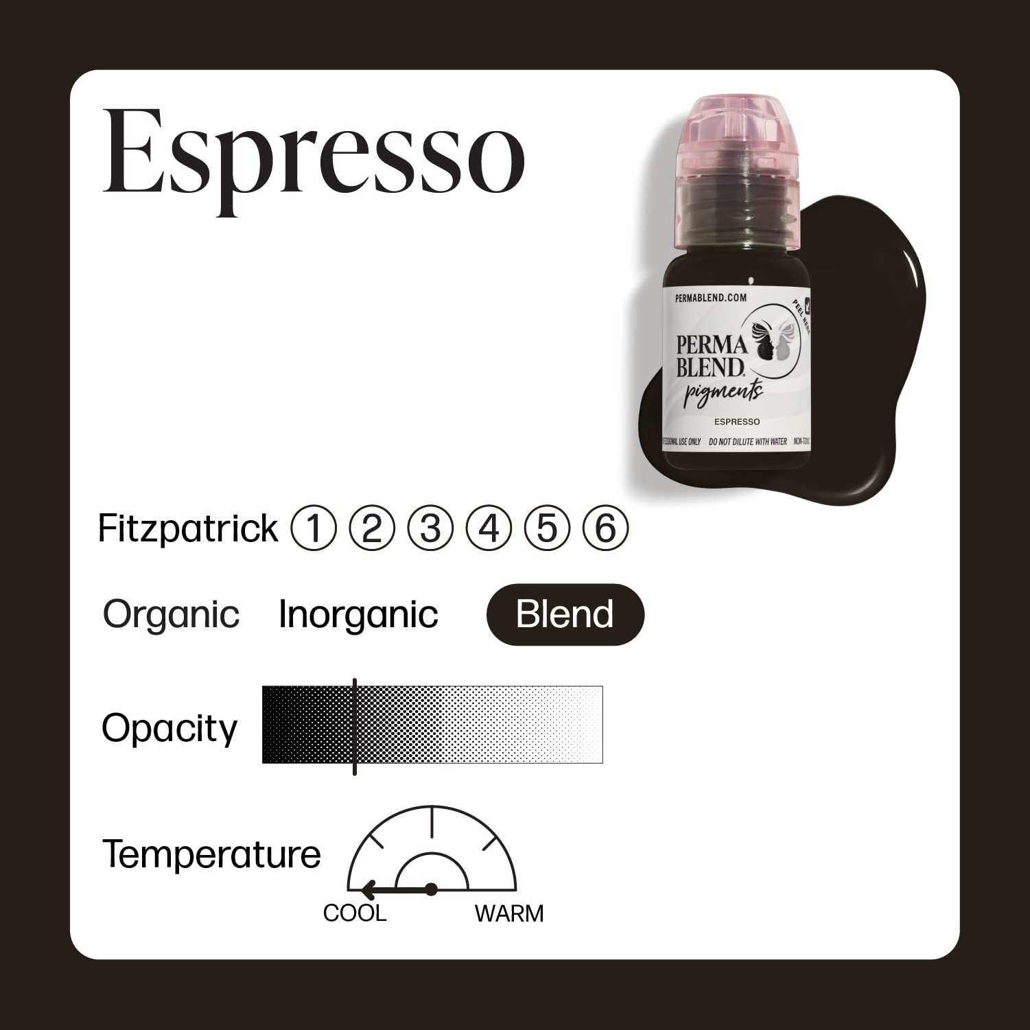 Perma Blend Espresso Brown professional tattoo ink—reliable microblading results.