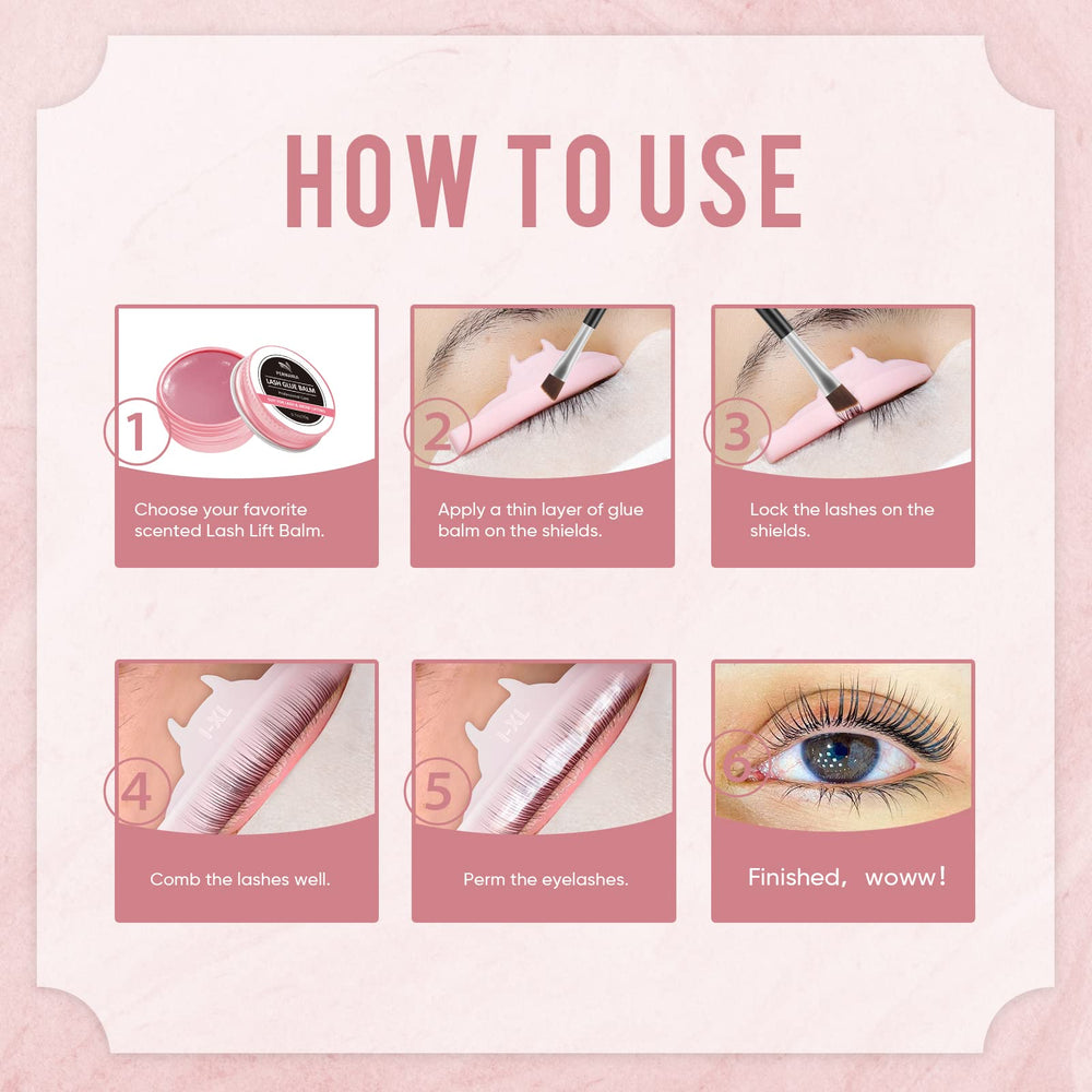 PERMANIA Lash Lift Balm Glue kit-ready scene highlights long-lasting use for lash and brow styling.
