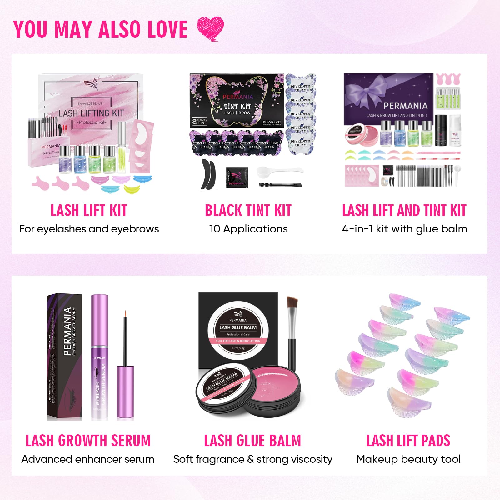 PERMANIA lash lift kit full kit display highlights all-in-one package saving time