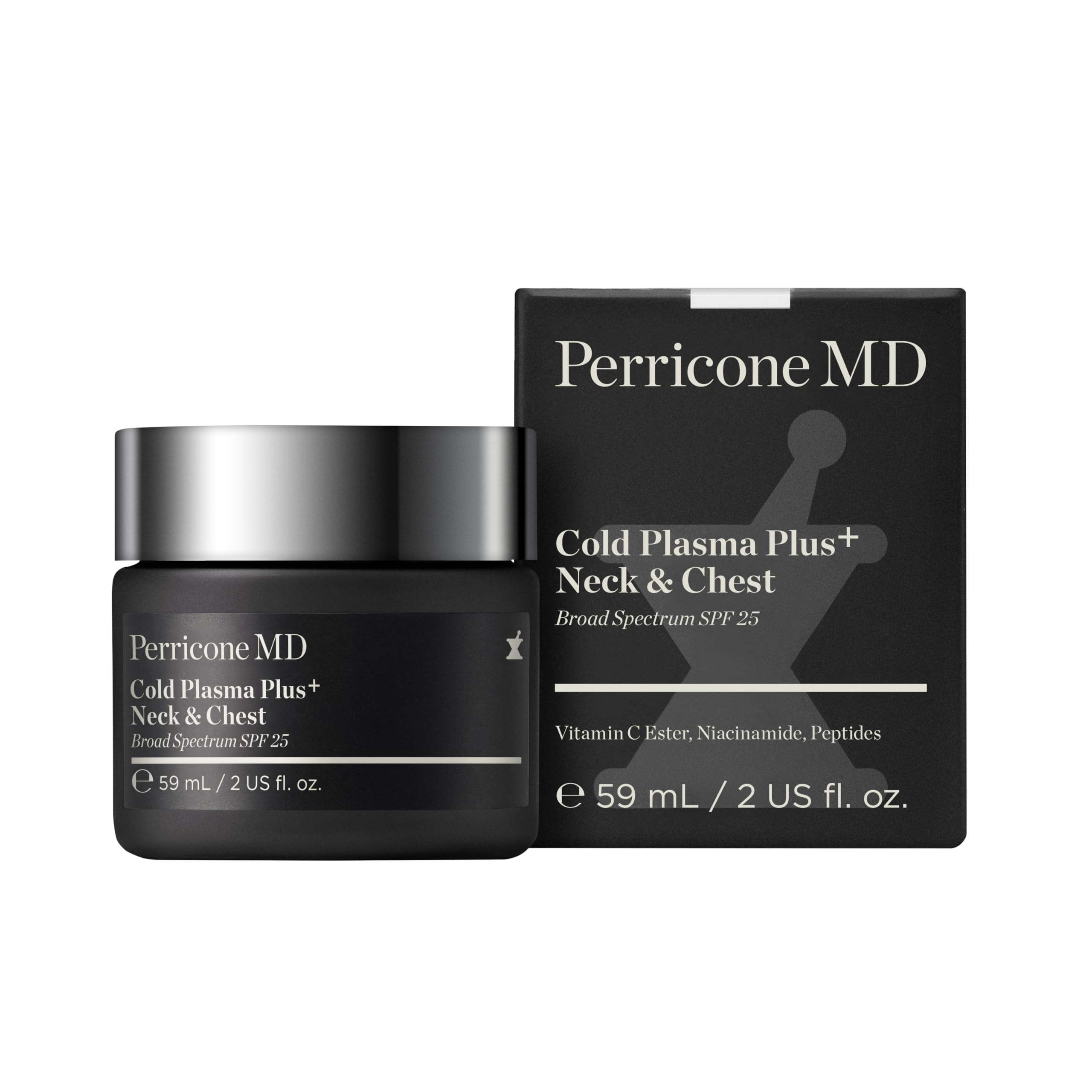Perricone MD Cold Plasma neck-chest texture close-up emphasizes smoothing and gentle absorption.