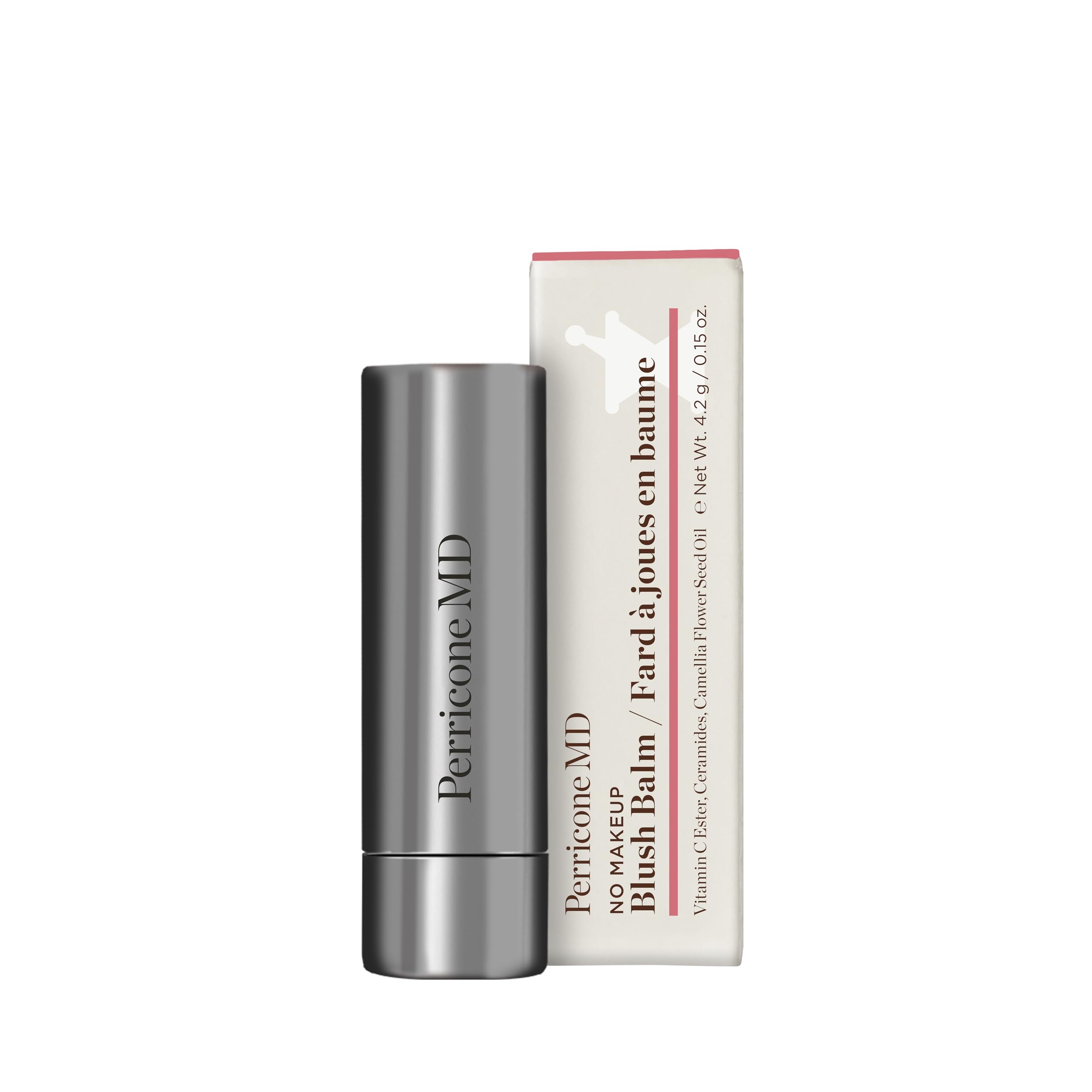 Perricone MD No Makeup Blush Balm application shows blendable color for a natural flush.
