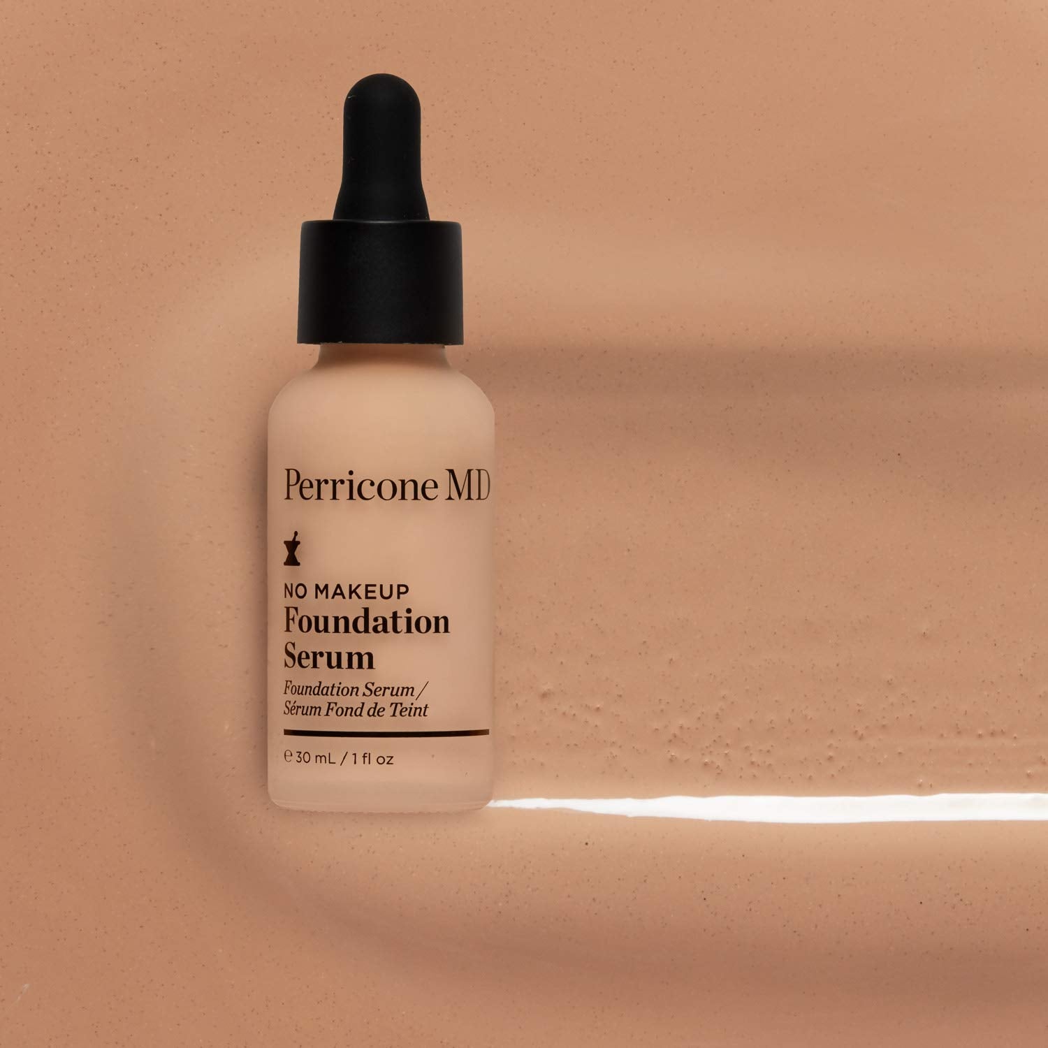 Perricone MD No Makeup Foundation Serum ivory swatch shows buildable coverage.