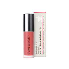 Perricone MD lip oil applicator close-up shows luminous shine and minimized lip lines.