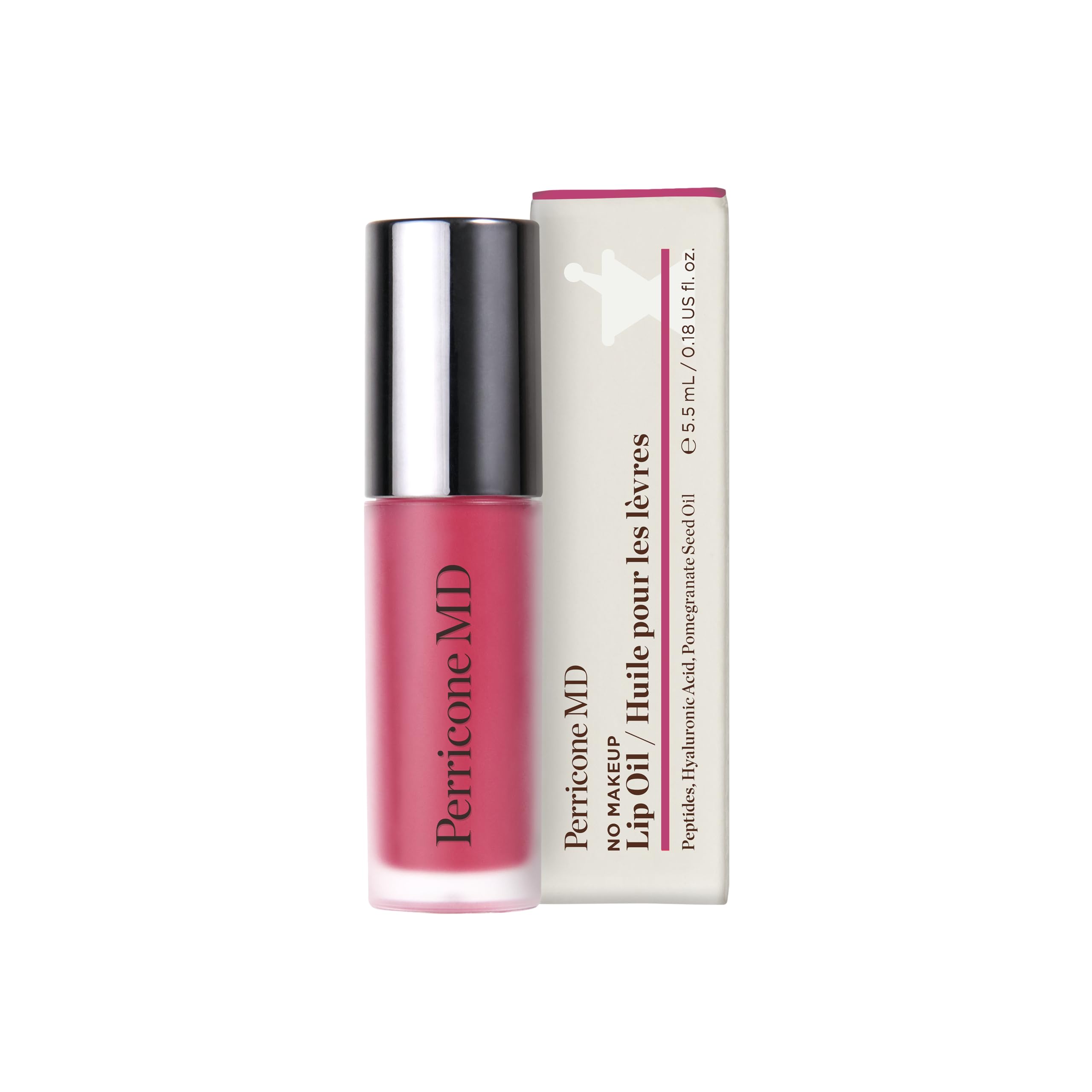 Perricone MD Lip Oil Plum applicator applying lightweight shine and smooth texture.