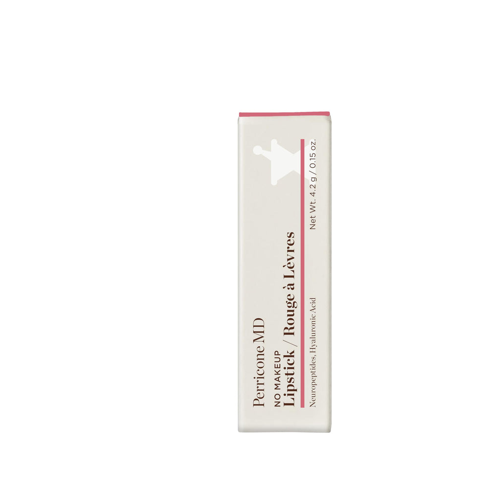 Perricone MD No Makeup Lipstick Original Pink swatch on lip showing hydration and sheer color.
