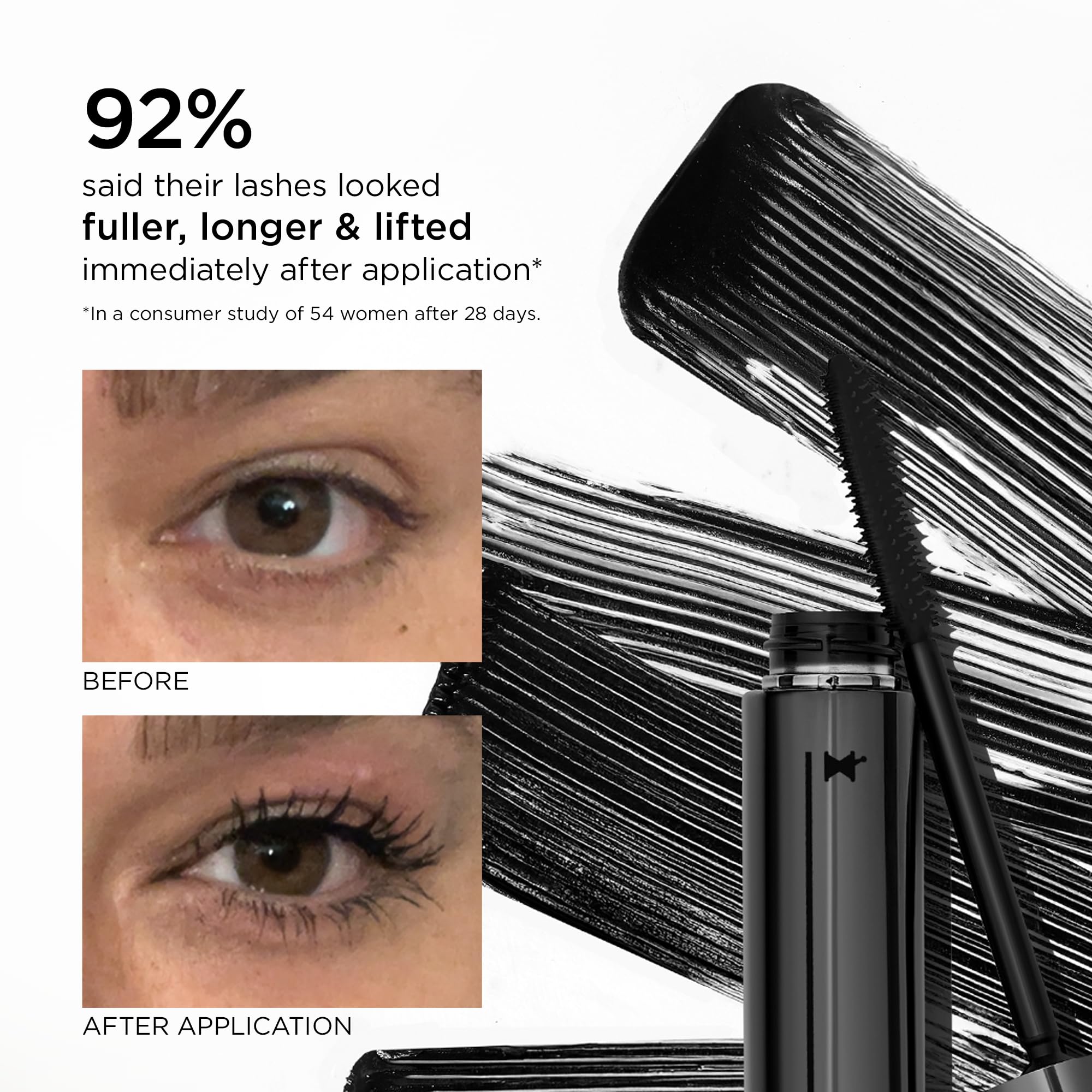 Perricone MD No Makeup Mascara Blackest Black brush close-up showing lift potential