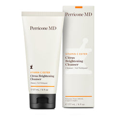 Perricone MD Vitamin C Ester Citrus Brightening Cleanser bottle promotes brightening and refreshing cleansing.