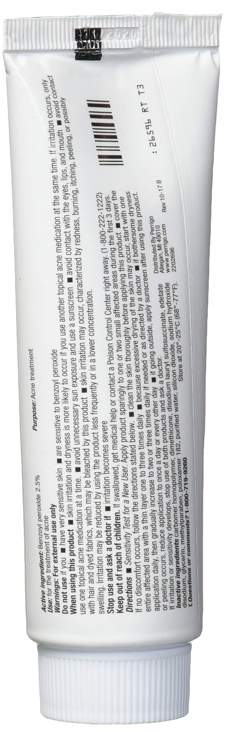 Perrigo 60g tube dispense-action close-up showing easy squeeze