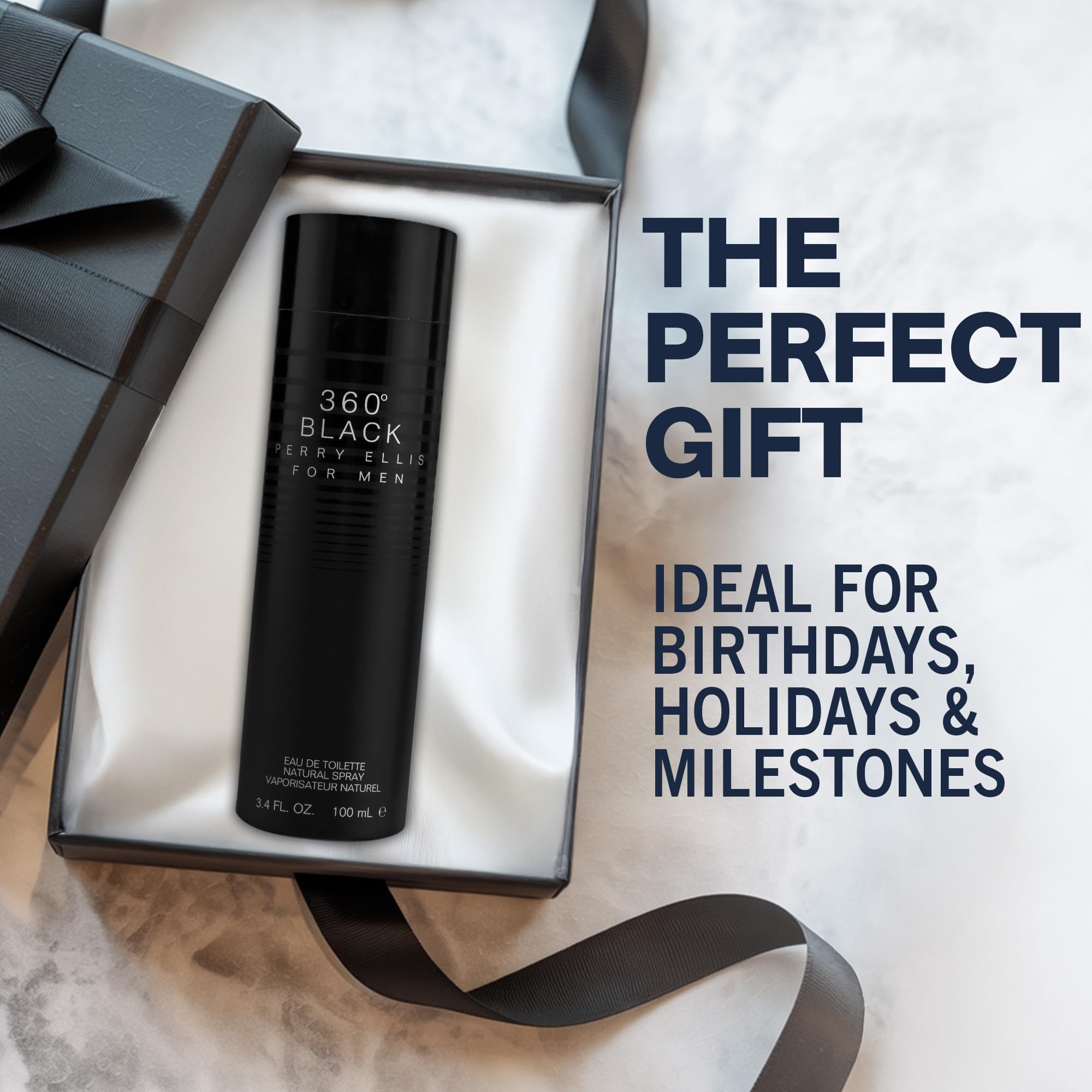 Perry Ellis 360° Black, notas de hoja de tabaco para un fondo cálido.