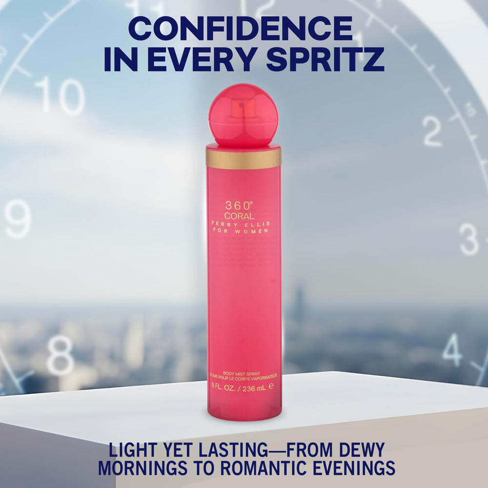 Perry Ellis 360° Coral close-up of jasmine and peony floral heart.