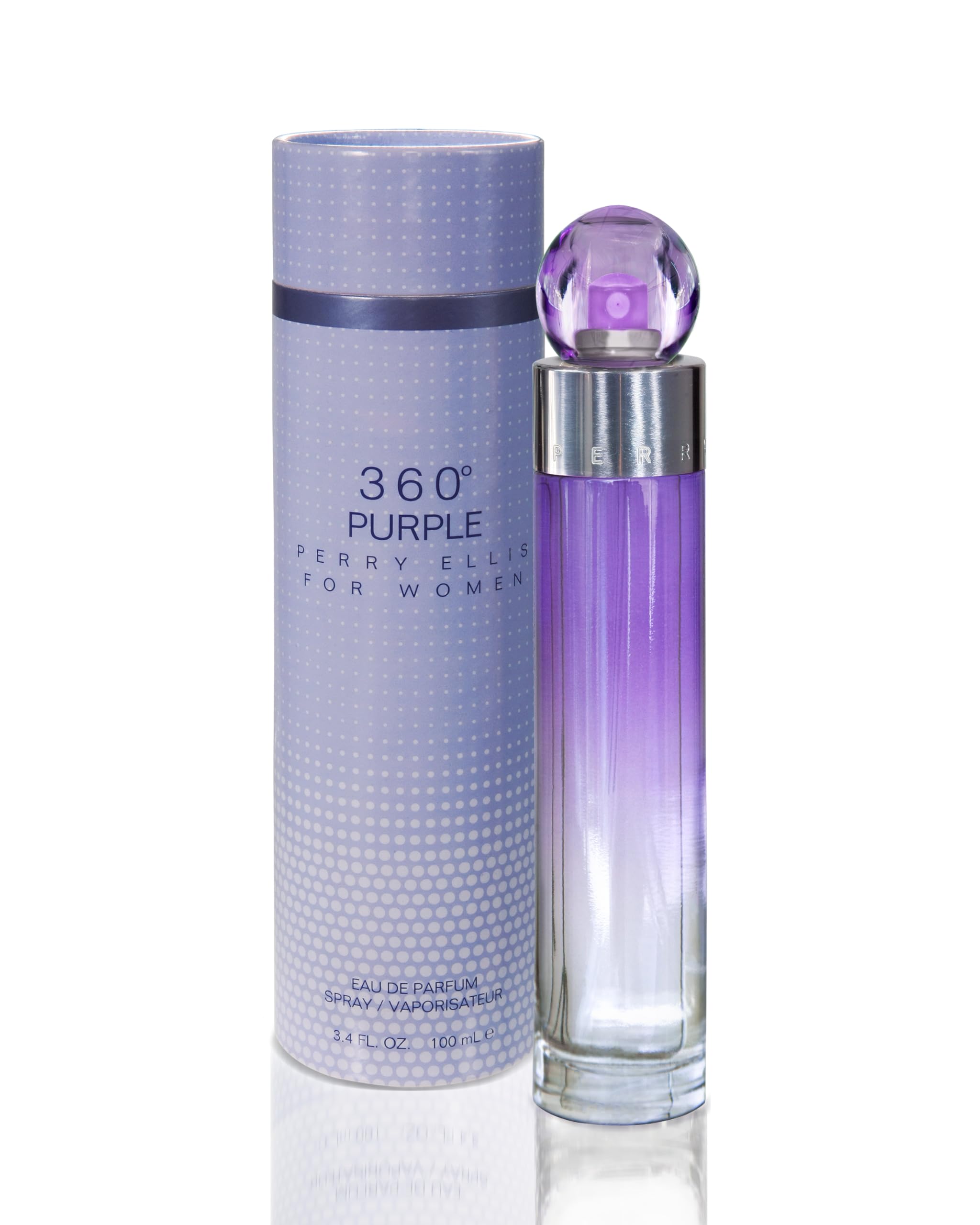 Perry Ellis 360 Purple fragrance collection visuals suggest versatile use