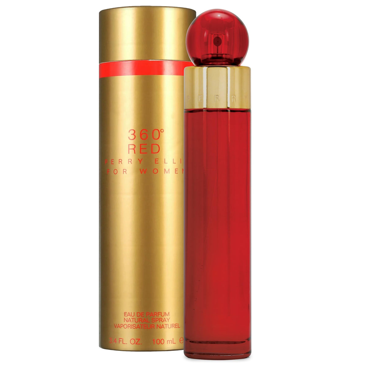 Perry Ellis 360 Red bottle close-up for confident daytime elegance.