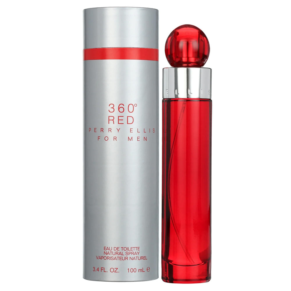 Perry Ellis 360° Red bottle front view for versatile day-to-night wear