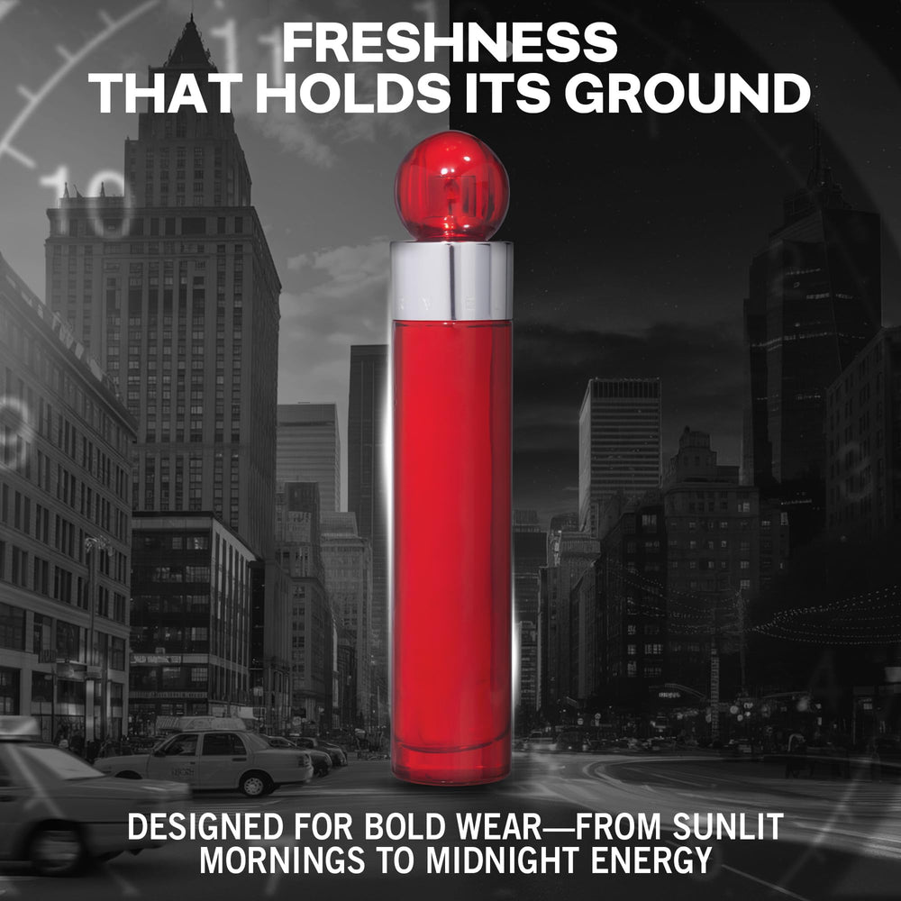 Perry Ellis 360° Red boxed packaging conveys premium masculine fragrance