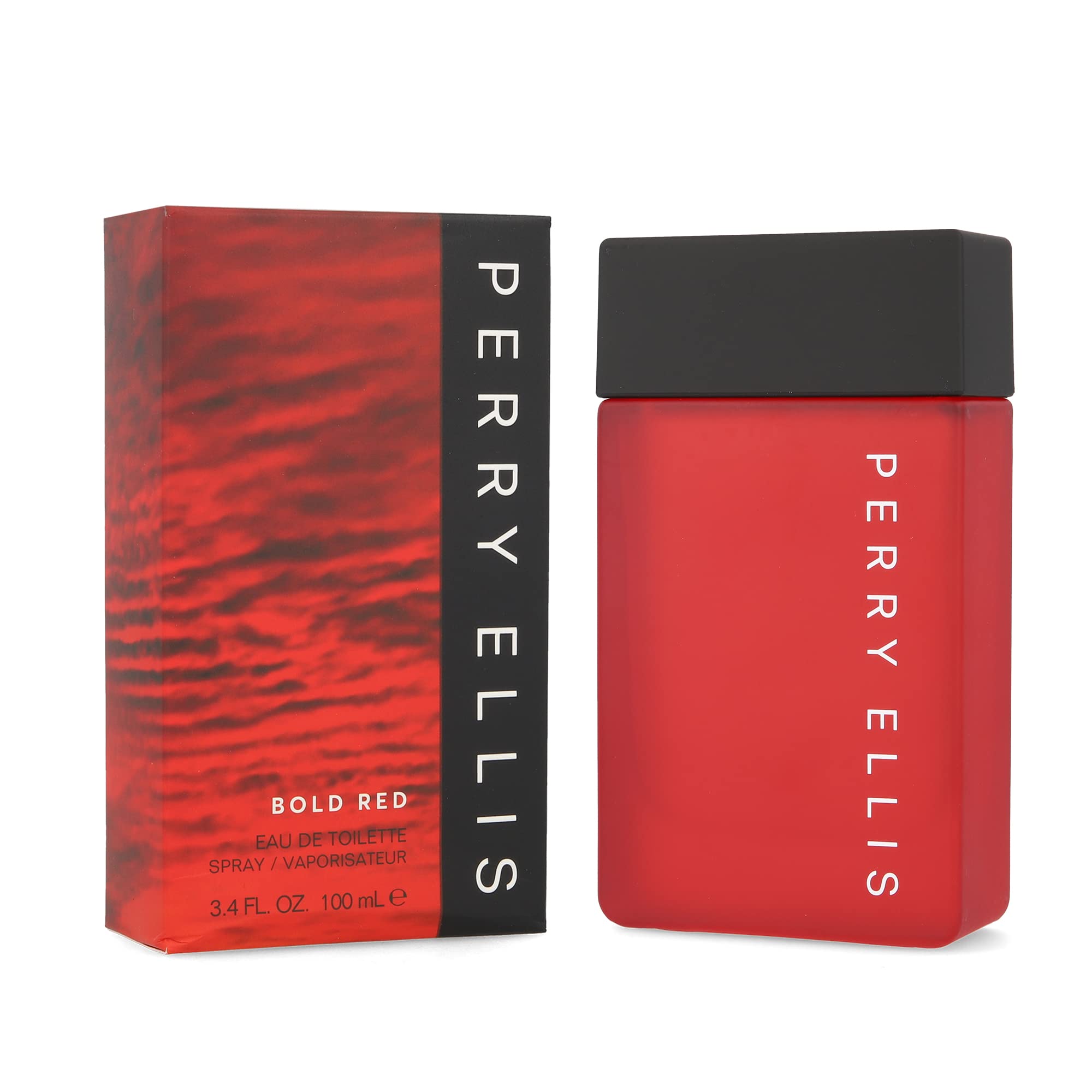 Perry Ellis Bold Red EDT bottle closeup shows a lasting everyday scent.