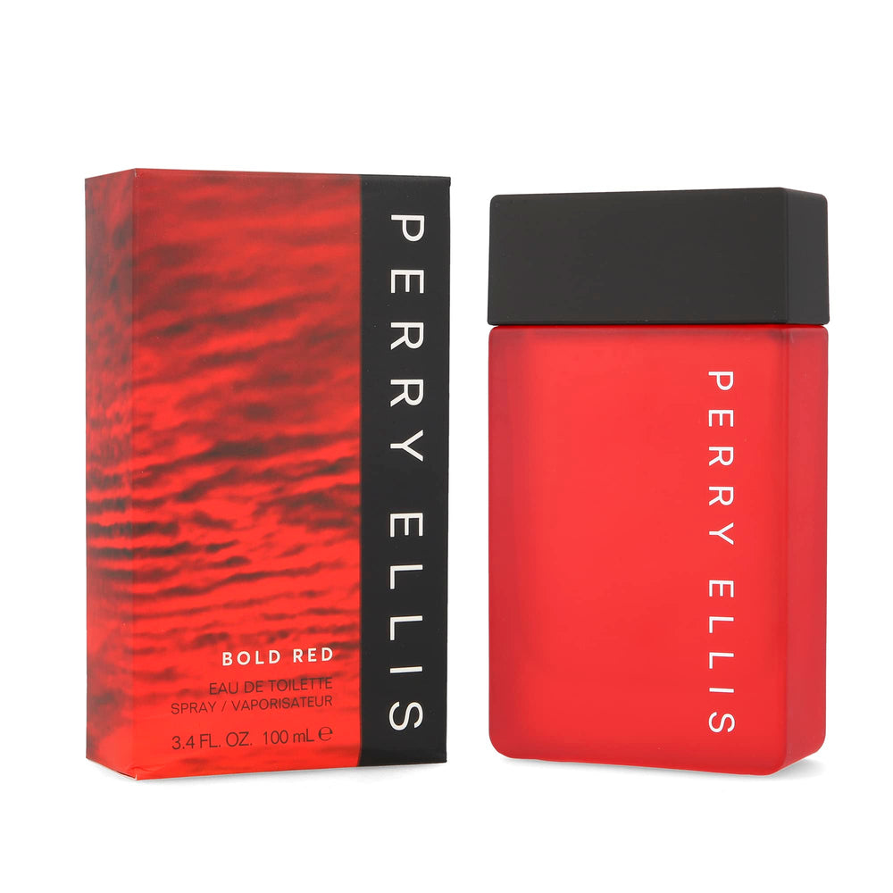 Perry Ellis Bold Red EDT bottle closeup shows a lasting everyday scent.