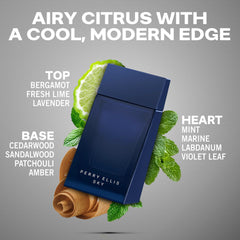 Perry Ellis Sky EDT bottle angled showcasing sleek lines for casual wear