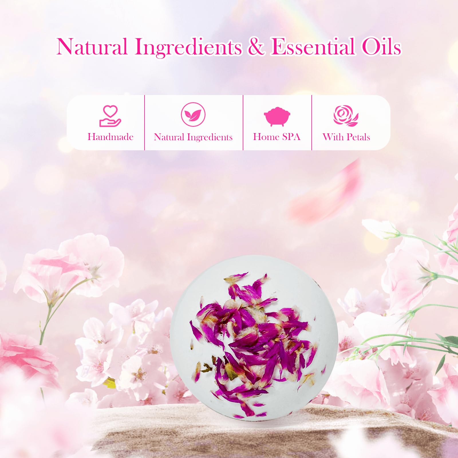 Persidra bath bombs dissolving petals show delicate color and calming ritual