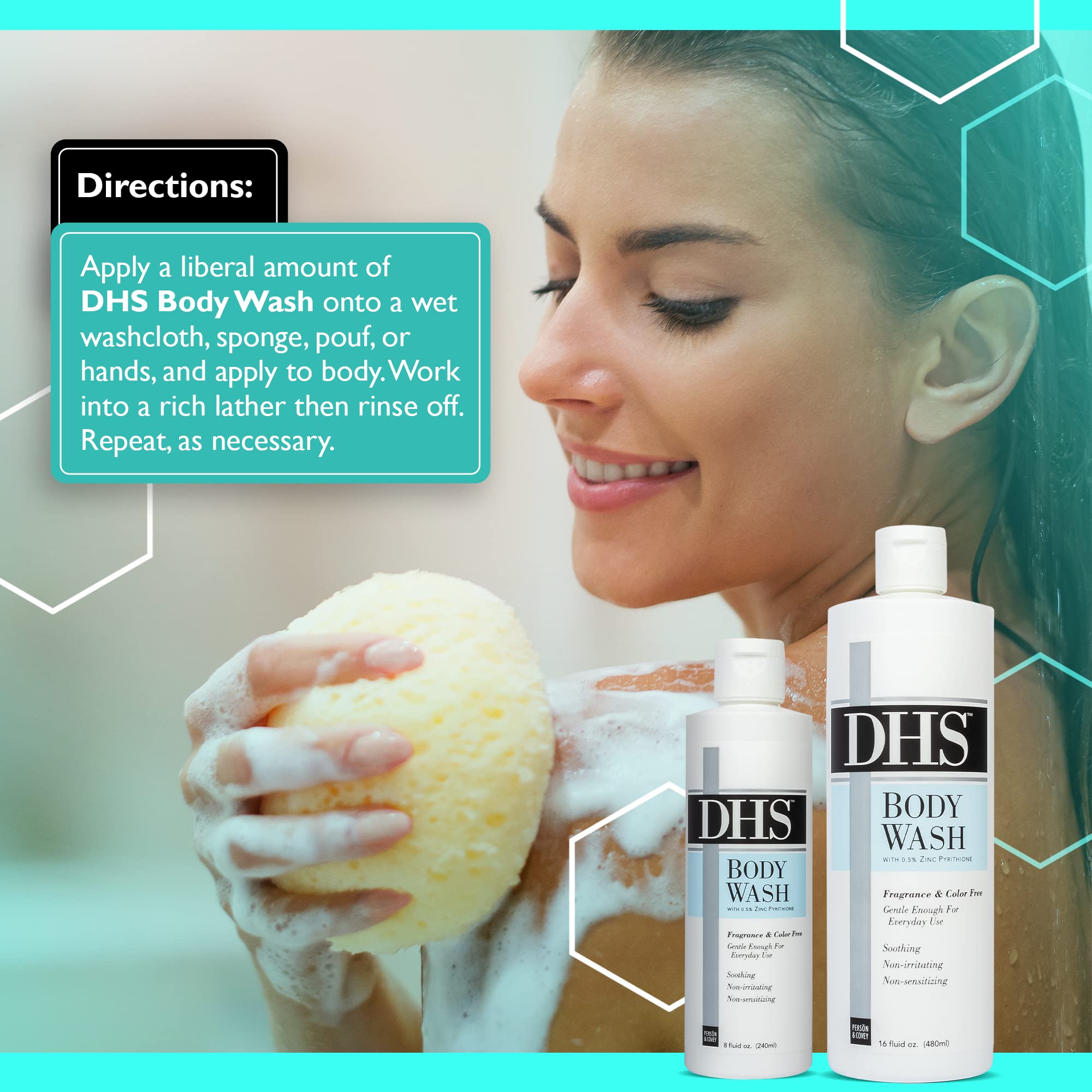 Person & Covey DHS Body Wash sensitive skin, irritant-free formulation.