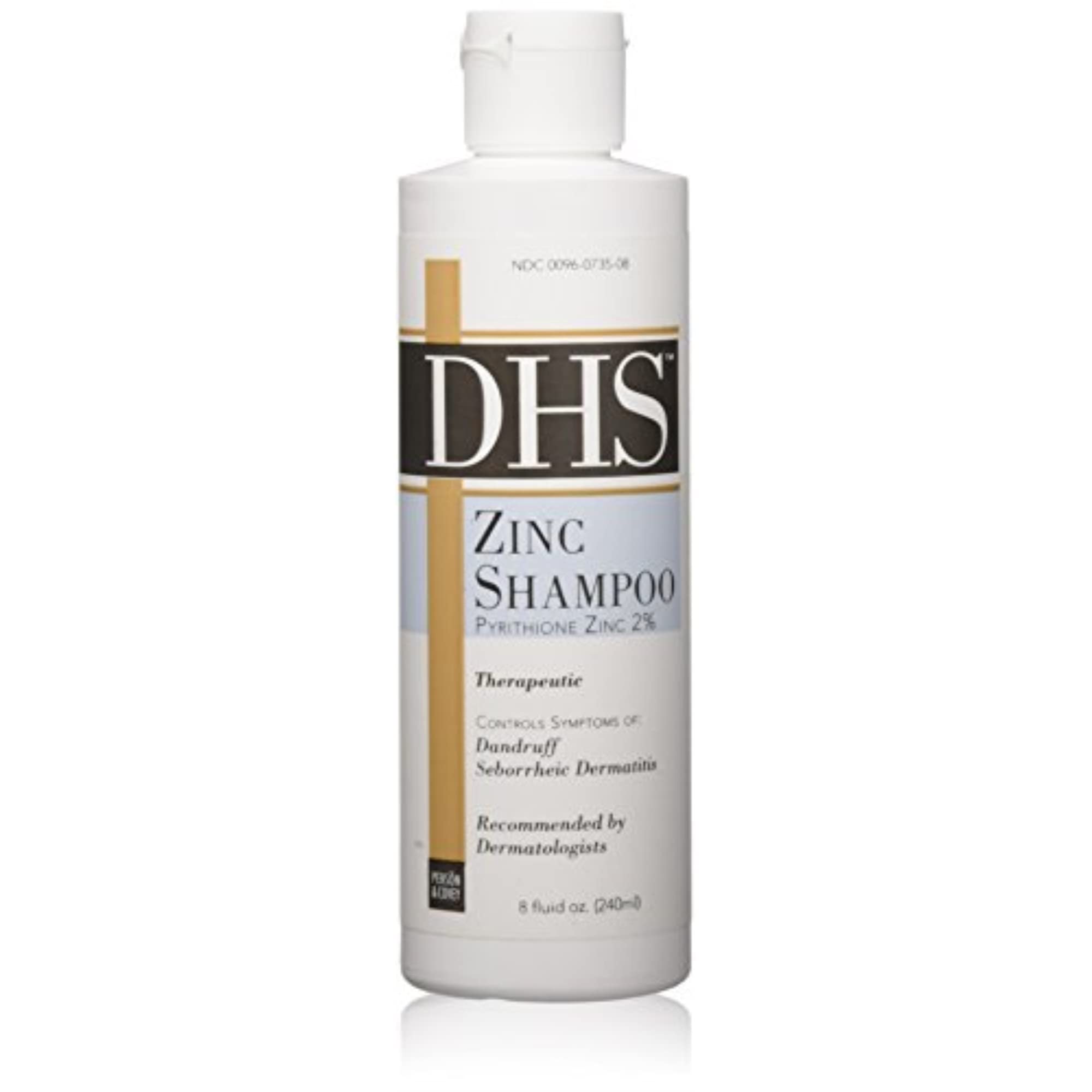 Person and Covey DHS Zinc Shampoo bottle provides refreshing cleanse and long-lasting scalp nourishment.