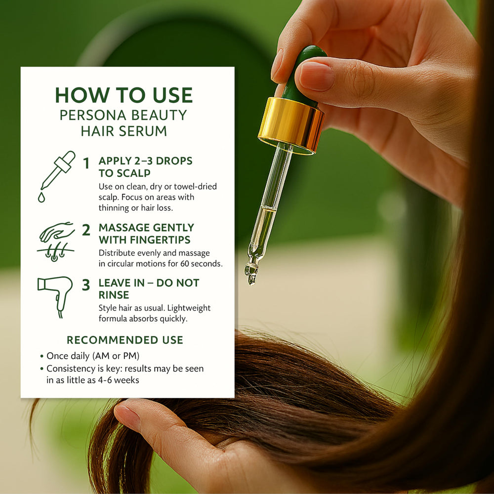 Persona Beauty daily-use scene confirms no-rinse scalp routine