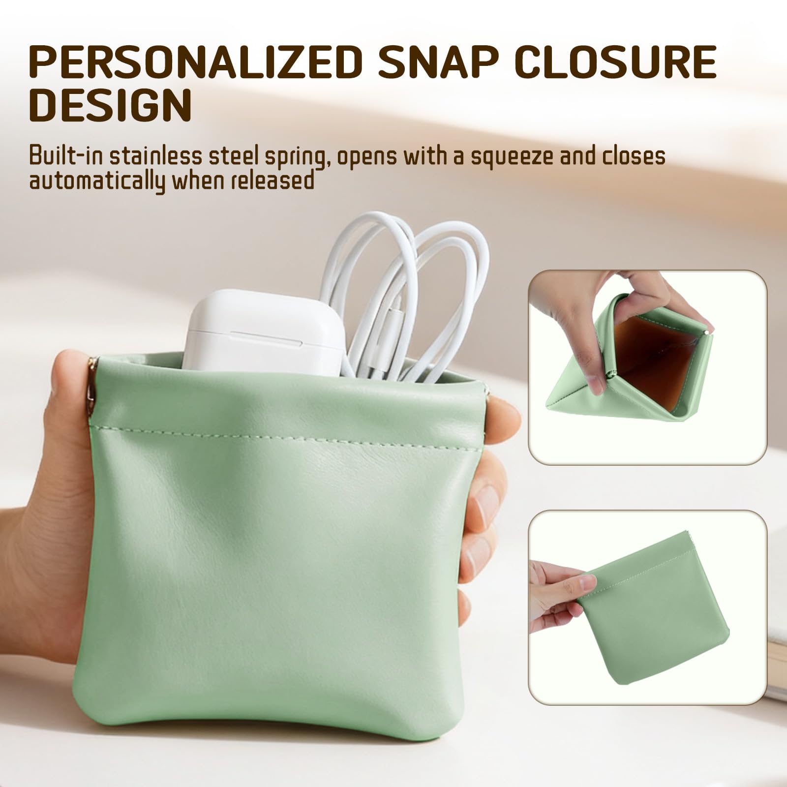 Square pouch measures 4.7 x 4.72 inches, ideal for makeup and jewelry storage.