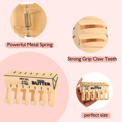 PERSONFUN butter hair claw on model highlights whimsical butter design.