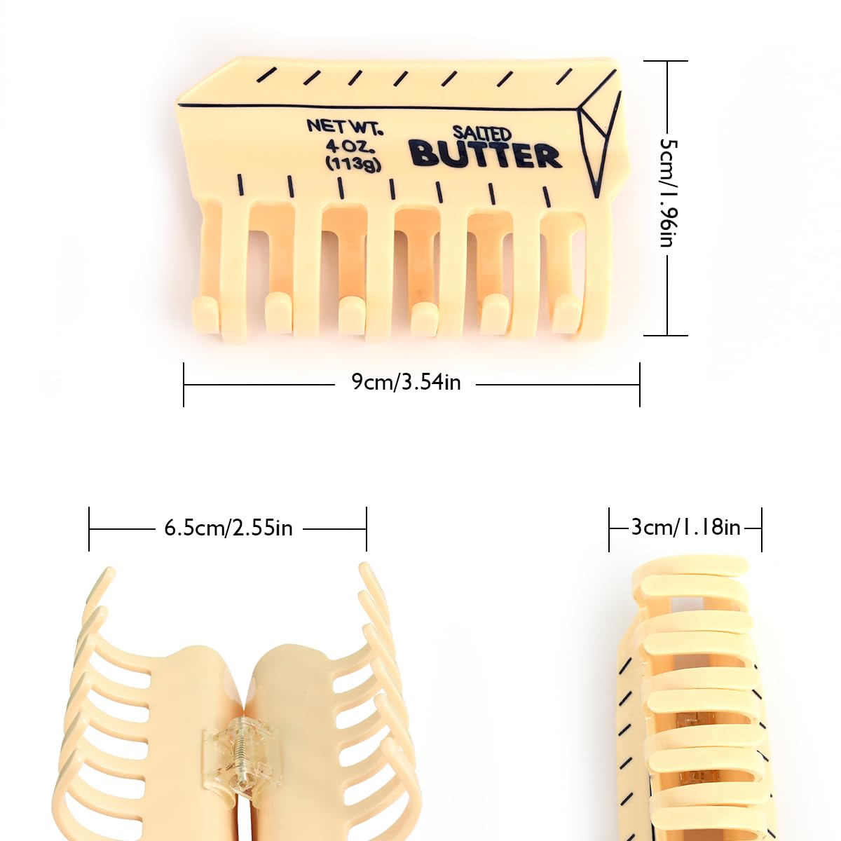 PERSONFUN butter hair claw on bun demonstrates secure grip for thick or thin hair.