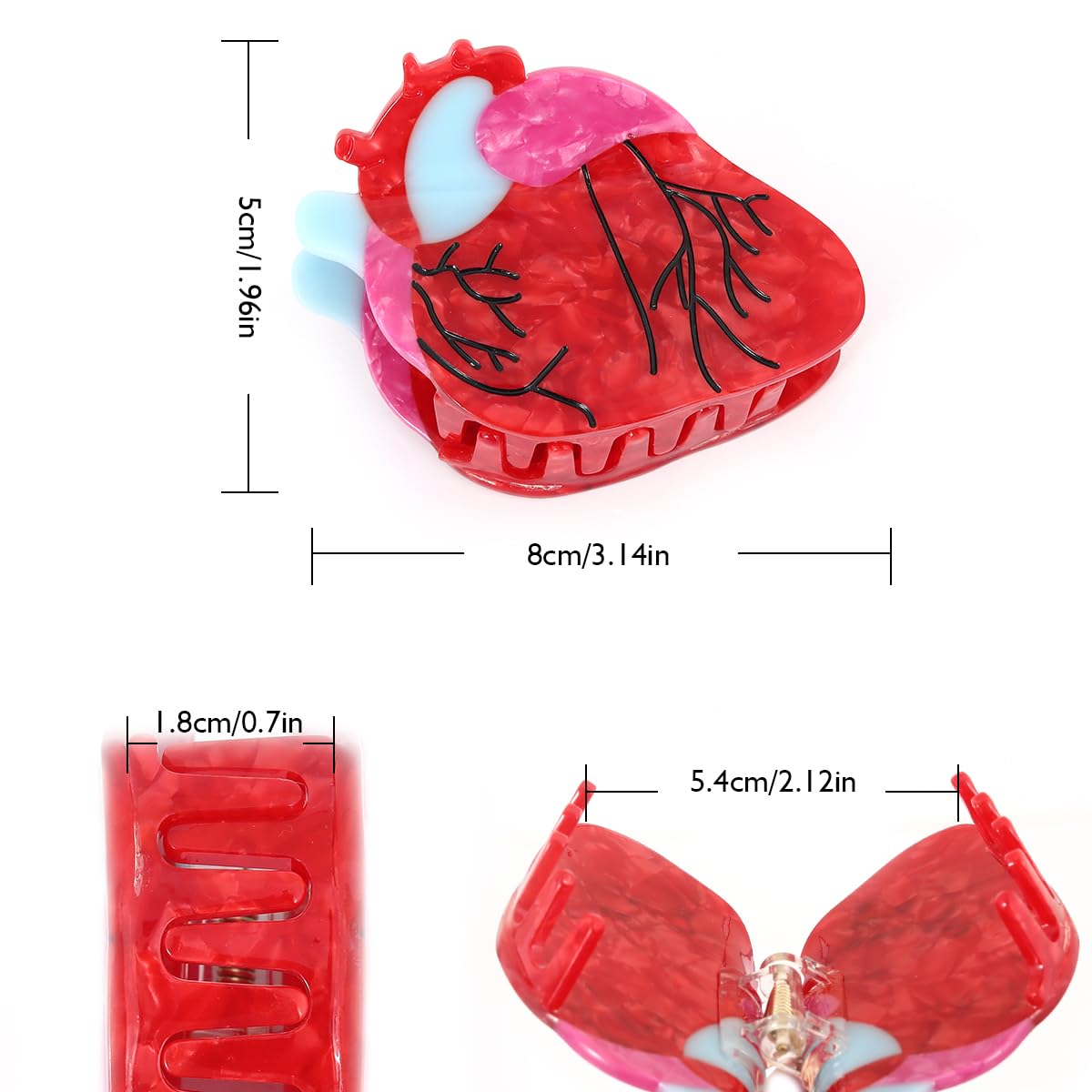 PERSONFUN red and white heart clip adds playful style to outfits.