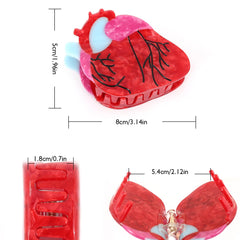 PERSONFUN red and white heart clip adds playful style to outfits.