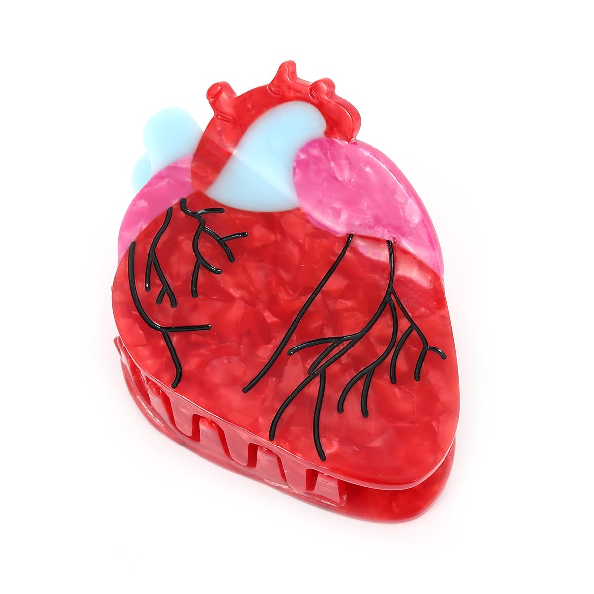PERSONFUN anatomical heart hair clip close-up, secure grip for thick hair.