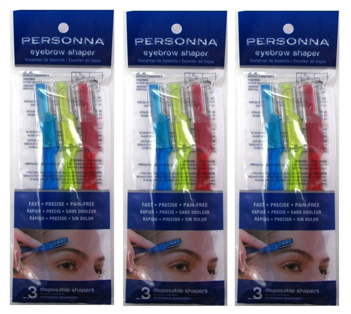Personna Eyebrow Shaper 3-pack packaging for convenient on-the-go brow grooming.