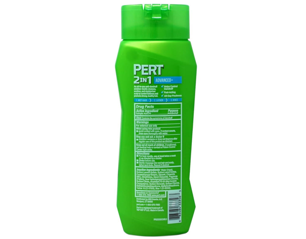 Pert anti-dandruff bottle label highlights dandruff focus