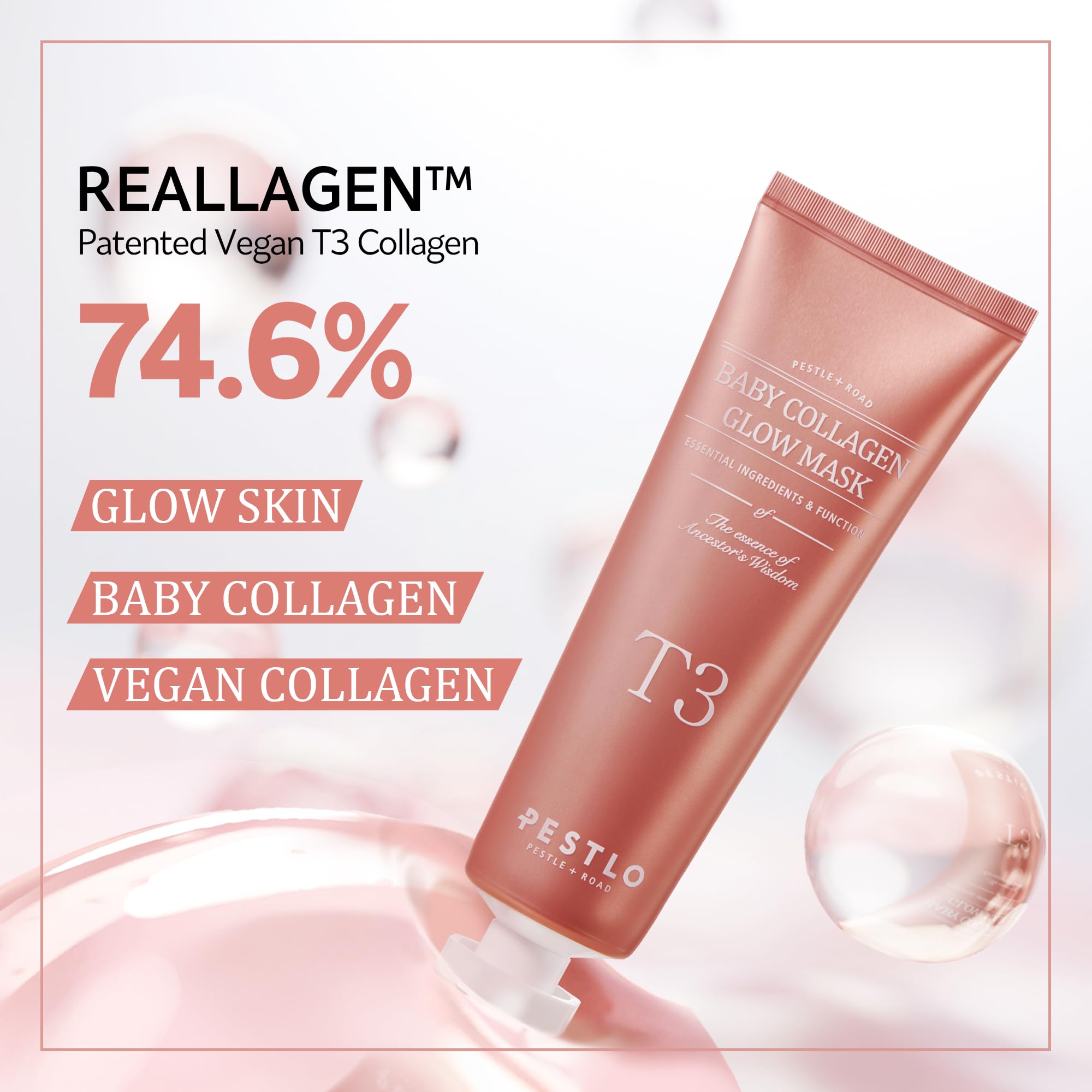 PESTLO Baby Collagen Glow Mask jar closeup highlights rich collagen formula for firming