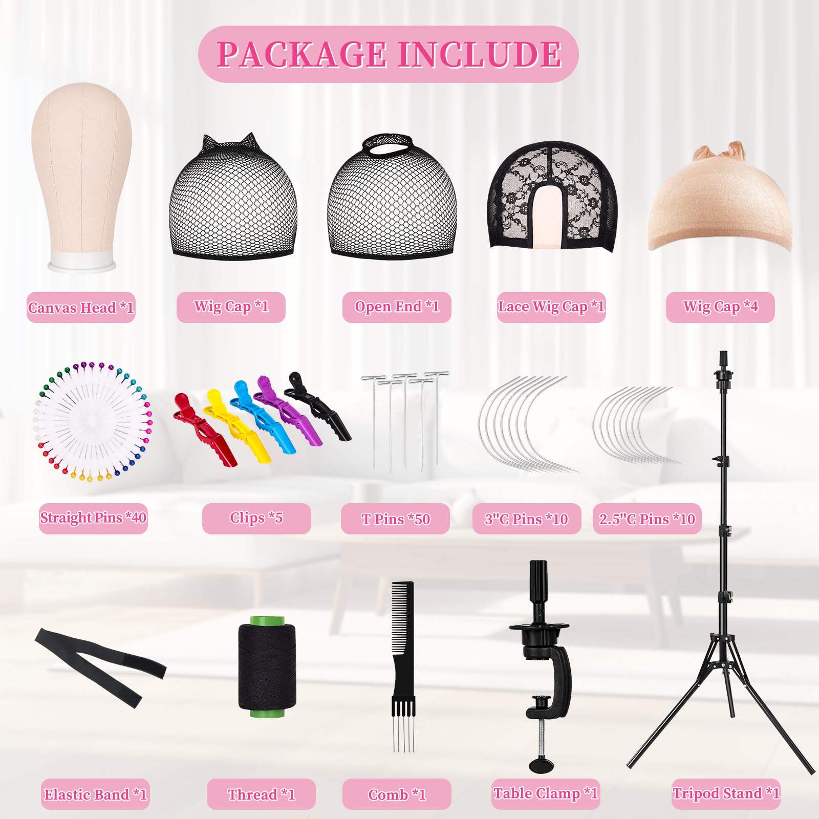 Pet Baby comb and clips aid finishing touches on wigs.