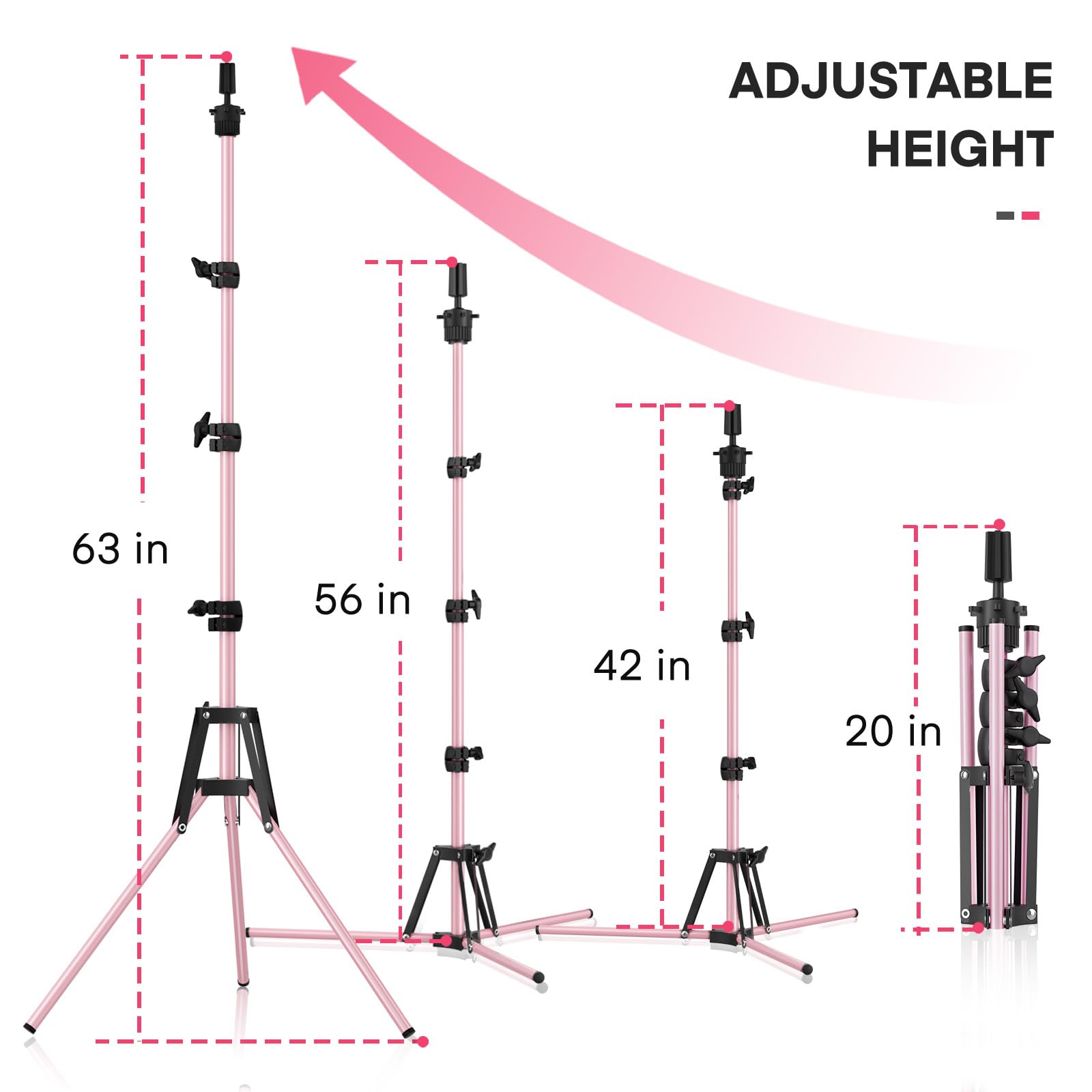 Pet Baby mannequin head stand pink reinforced metal for durability