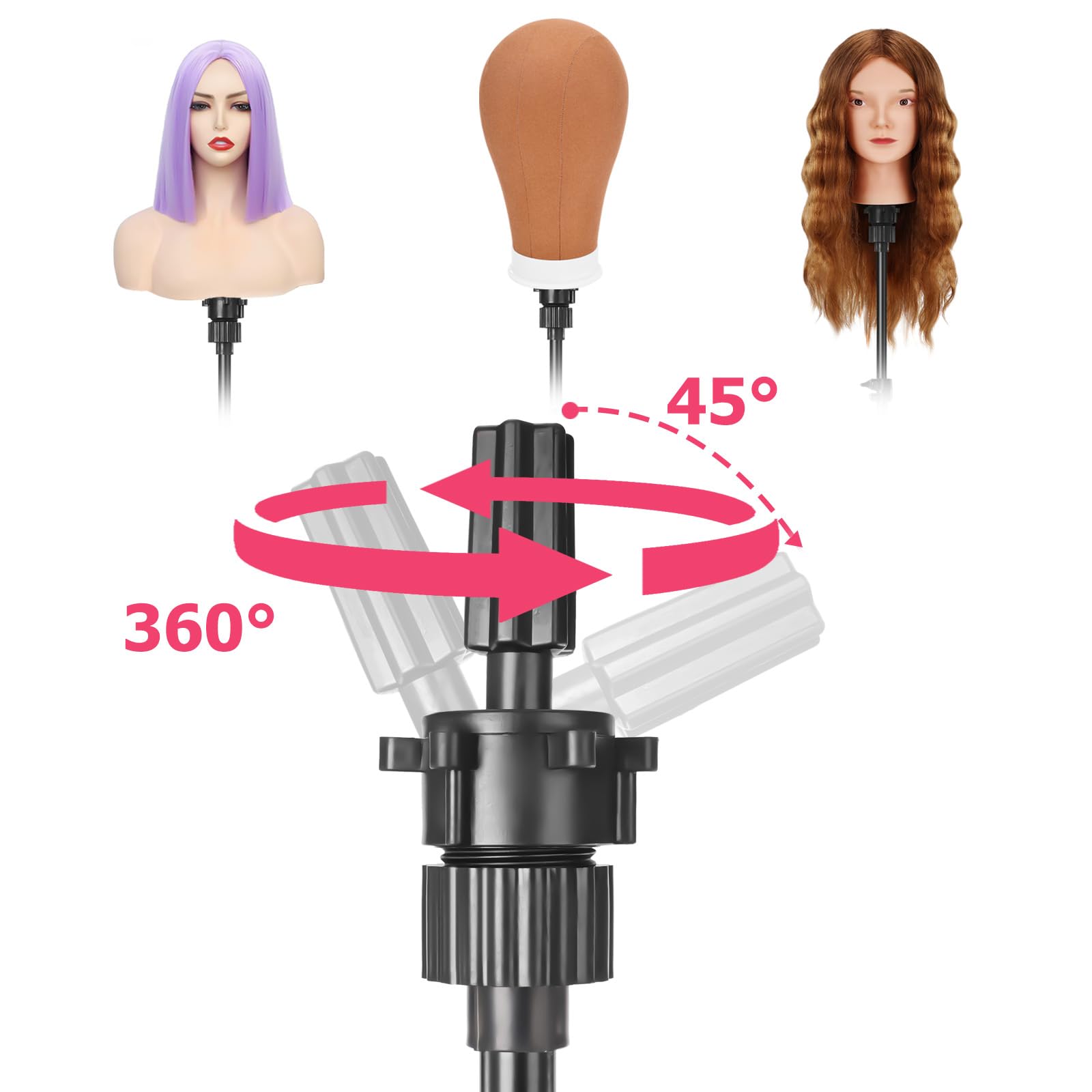 Pet Baby mannequin head stand pink portable travel ready for on the go styling